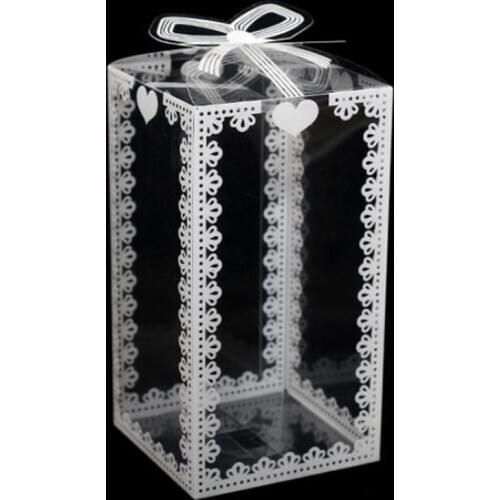 5pcs Christmas Clear PVC Box Packing Wedding Favor Cake Packaging Chocolate Candy Dragees Apple Gift Event Transparent Gift Box