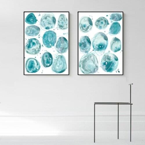 Nordic Minimalist Abstract Art Wall Art Canvas Painting Watercolor Green Spots Wall Art Prints and Poster Living Room Home Decor