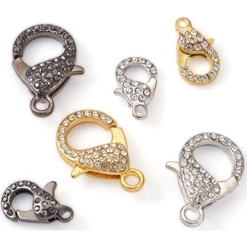 6pcs/box Alloy Rhinestone Lobster Claw Clasps Hook Mixed Color Necklaces Bracelet Chains Connector For DIY Jewelry Making