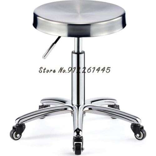 Stainless steel beauty stool barber shop chair is not stuck big work stool globe wheel hairdressing stool hair cutting chair pul