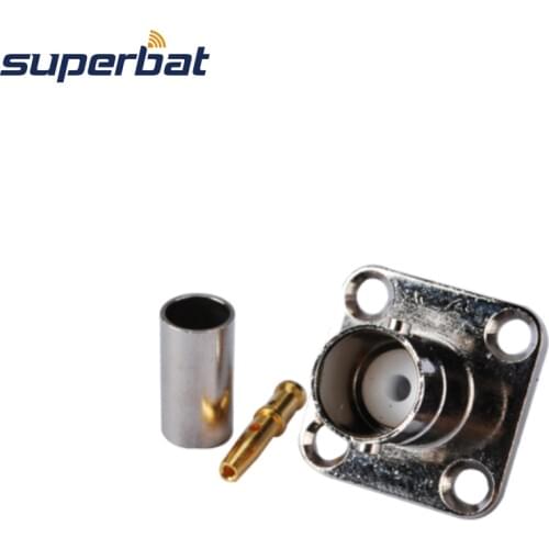 Superbat 10pcs 75 Ohm BNC Crimp Jack Female 4 Hole Panel Mount RF Coaxial Connector for RG58 RG142 LMR195 Cable