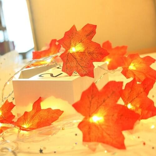 LED String Lamp Christmas Holiday Pendant Leaves Maple Leaf Lighting Chain Cell Box Small Lantern Garden Ins Decorative Lamp