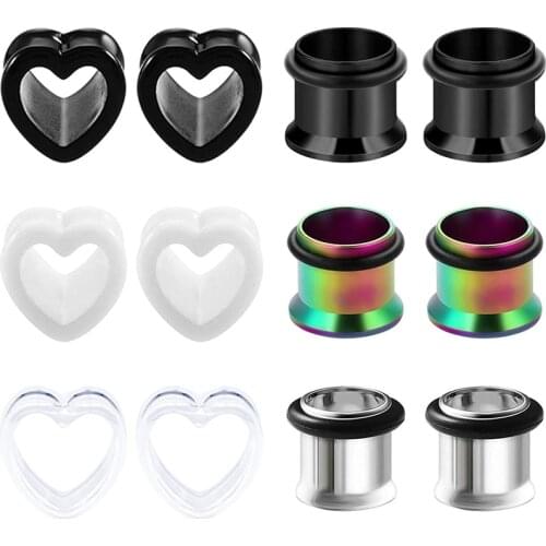 Ear Plugs Stainless Steel & Silicone Ear Gauges Flesh Tunnels Plugs Stretchers Expander Ear Piercing Jewelry Rose Gold 6-16mm