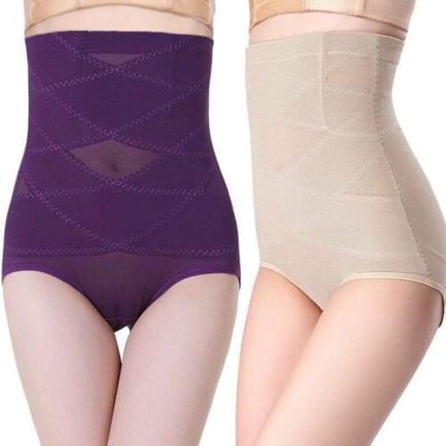 ATOXY Non-marking High-waist Cross-abdomen Panties Ladies Postpartum Mesh Breathable Body Corset Underwear Body Shaping Support