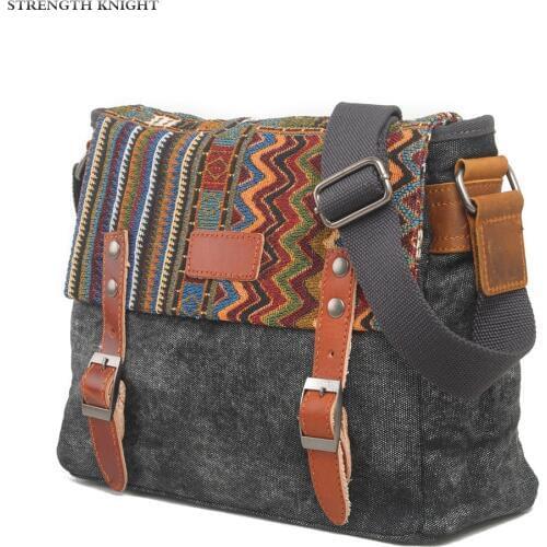 Vintage Ethnic Canvas Messenger Bag Women Chinese Style Shoulder Bag Female Casual National Bag Mujer Embroidery Crossbody Bag