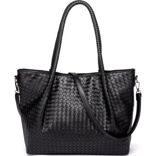 Knitting Handbags for Women Luxury 2021 Classic Tote Bag Leather Black Fashion Large Shoulder Bag Woman Sac Femme Bolso Mujer