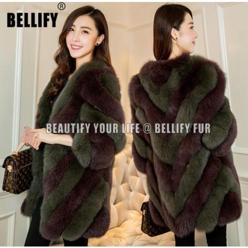 Women Warm Real Fox Fur Coat Mid-long Loo Winter Genuine Jacket Fashion Outwear Luxury Natural Fox Fur Coat For Ladies