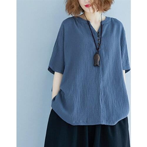 Oversized Women Cotton Linen Casual T-shirts New Arrival 2021 Summer Simple Style Loose Comfortable Female Tops Tees S3947