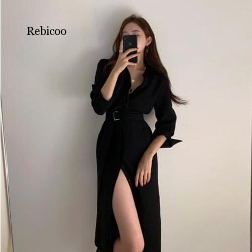 Womens 2020 Casual Short Sleeve Party Bodycon Sheath Belted Dress Slim fit Sexy long sleevesSplit party dress