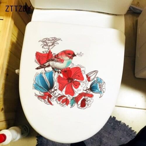 ZTTZDY 24.2×23CM Showy Flower Bathroom Toilet Decor Stickers Classical Home Room Wall Accessories T2-1424