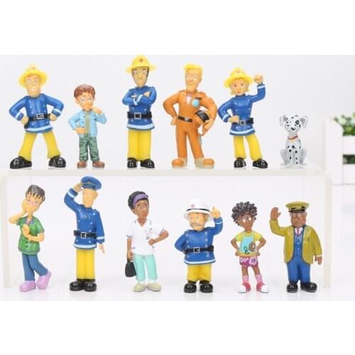 12 Pcs/Set Fireman Sam action figure toys 3-6cm Cute Cartoon PVC Dolls Movie Action Figure Toys