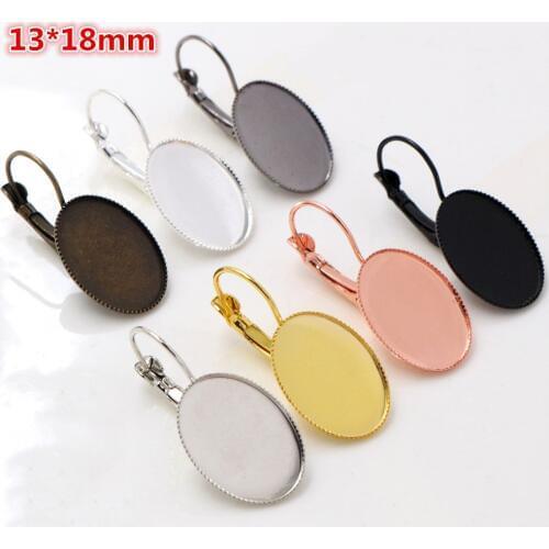13x18mm 10pcs/lots 7 Colors plated French Lever Back Earrings Blank/Base,Fit 13x18mm Oval glass cabochons