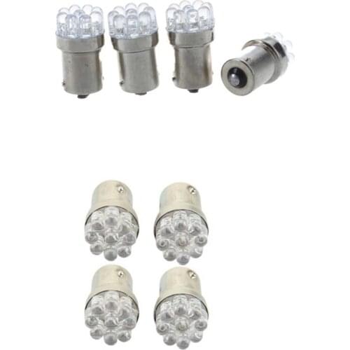 4 x 1156 Lamp Bulb BA15S P21W 9 LEDs 12V White & 4 x 1157 BA15S 9 LED Car Park Light Brake Light Flasher Red 12V