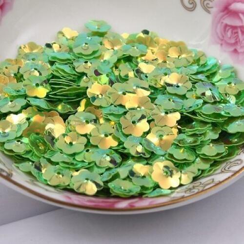 50g/lot PVC Sequins 5mm Flower With 1 Center Hole Plum Blossom Cup Loose Sequins Green Spangles