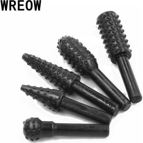 6MM 5 pcs /set Shank Steel Wood Rasps Grinding Head for Rotary Kit Pack Carving Engraving Chamfering Slotting Reaming