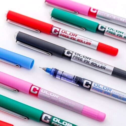 7pcs Color Roller Ball Pen Set 0.38mm Extra Fine Tip Free Ink System Gel Pens for Writing Stationery Office School Supplies F974
