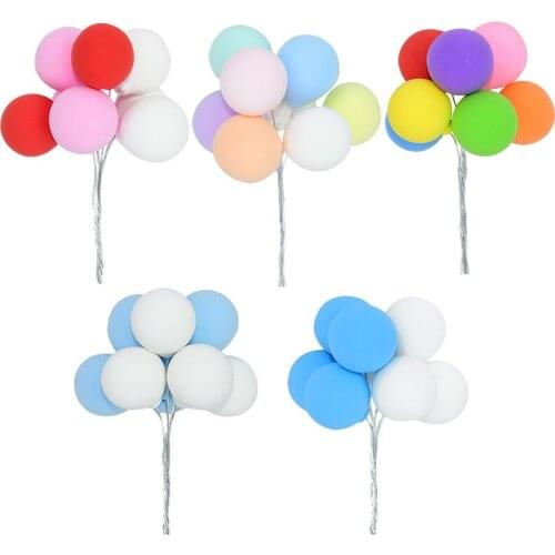 8Pcs Colorful Clay Balloon Cake Topper for Girls Ball Cupcake Topper Kids Birthday Party Baby Shower Wedding Decoration Supplies
