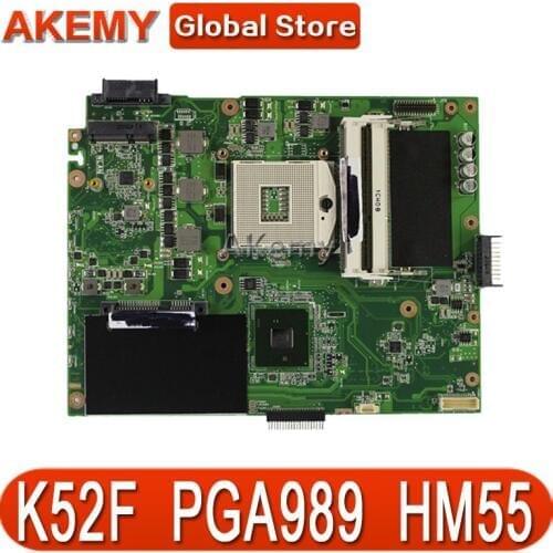 AK K52F Laptop motherboard for ASUS K52F X52F A52F K52 Test original mainboard PGA989 HM55