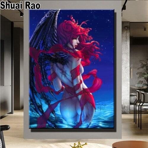 5d diy diamond embroidery Sexy Angel full square round drill diamond painting mosaic kit Diamond Mosaic Woman home Art