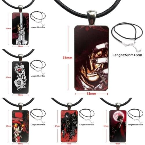 Anime Hellsing Alucard Fan Elegant For Women Party Gift Necklace Fashion Long Chain With Rectangle Necklace Jewelry