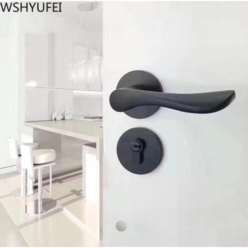 WSHYUFEI Bedroom Silent Door Lock Simple style With key Household Bathroom Interior Door Handle Lock Security Mute Hardware