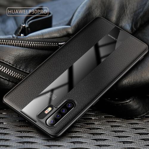 For Huawei P30 Pro Case Luxury Leather Soft Silicone Plexiglass Protect Back Cover Case for huawei p30 p30pro full cover shell