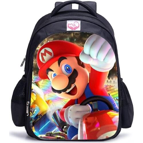 16 inch Mario Bros Children Backpack Cartoon Schoolbag Boys and Girls Orthopedic Backpack Mochila Escolar
