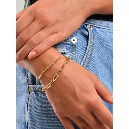 LUNA CHIAO Women Fashion Jewelry 2020 Fall Winter Chic Style Simple Stacked Metal Cuff Bangle Bracelets Set