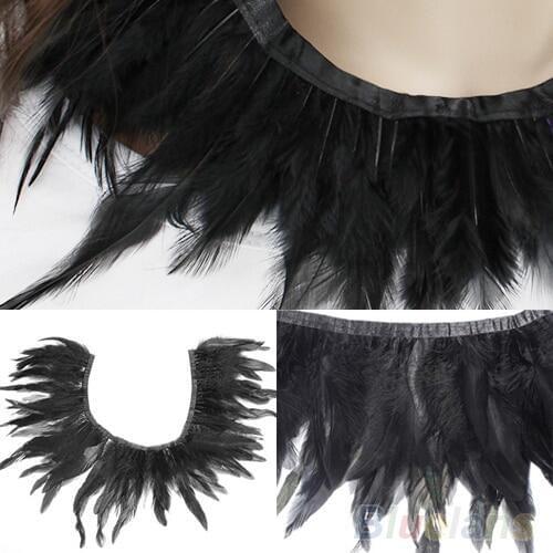 Hot Black Feather Handmade Neck Collar Wrap Cape Poncho Party Evening Dress Cloth 1NW3 22C7