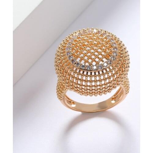 LUALA New Fashion Dubai Gold Rings for Women Ball Shape Gorgeous High Quality Jewelry with AAA Zircon Big Rings Anniversary