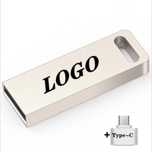 2 in 1 Metal USB Flash Drive Pendrive 4/8/16/32/64G Flash Memory Stick Portable Usb Type-C 2.0 Pen Drive Usb Stick Cle Usb
