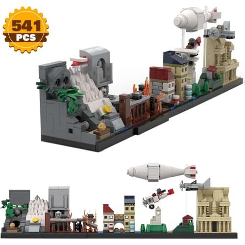Moc Anime Indianaing Jonesed Skyline City Building Blocks Architecture Series Model Children Toys Skyline Building Education Toy