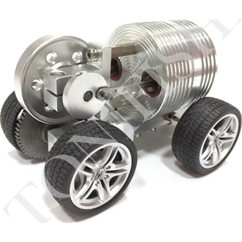 Stirling engine trolley model, micro generator model, steam engine model. Miniature external combustion engine trolley
