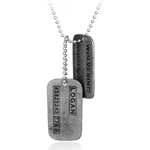Retro Double Dog Tag Pendant Necklace for Men Boy Vintage Army Solider Necklaces Beaded Chain Link Male Jewelry