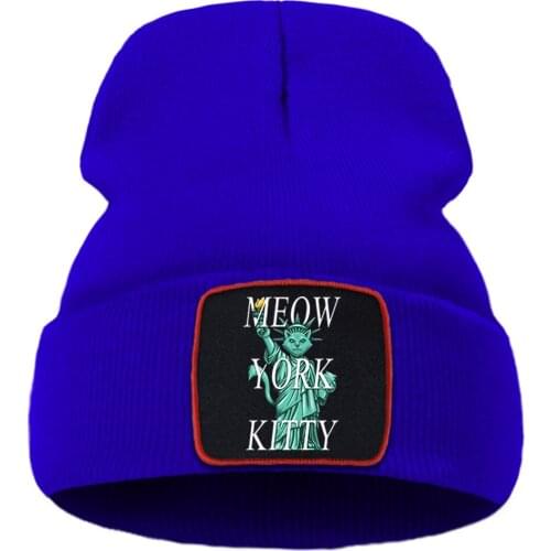 Meow York Kitty Hot Sale Prints Flexible Ski Knitted Caps Soft Warm Winter Hat Outdoor Skullie Unisex Caps Soft Creative Caps
