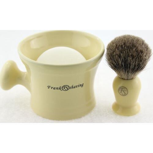 FS-Cream Shaving set/Kit,Special Best badger hair Brush 20mm,#3 Cream Ceramic Mug,#2 Shaving Soap,#S2016121+FREE SHIPPING
