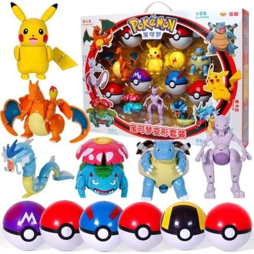 Original Pokemon Toys Pokeball Set Pop-Up Elf-Ball Anime Figure Monster Pikachu Charizard Action Figure Model Charmander