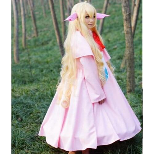 Anime Fairy Tail Cosplay Mavis Vermilion Cos Halloween Party Full set 3in1(Dresses+The pannier + ears) free shipping wig