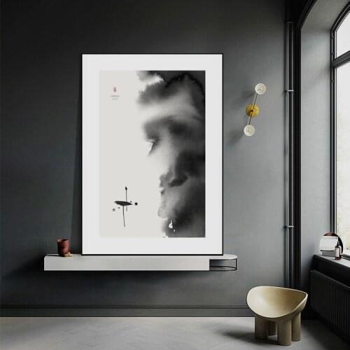 Chinese Landscape Canvas Painting Black White Lotus Ink Painting Modern Abstract Wall Art Poster Print Living Room Home Decor