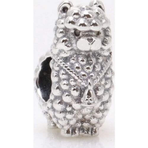 Bewill Genuine 925 Sterling Silver Furry Llama Charm Fit Original Bead Bracelet Jewelry Making Diy Gift