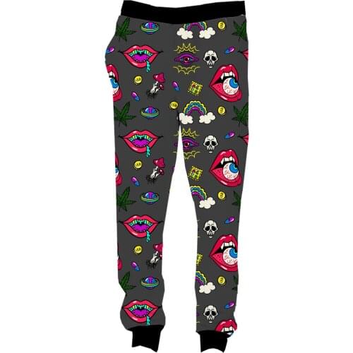 REAL American US SIZE Trippy psychedelic 420 3D Sublimation Print String Jogger Sweat Pants