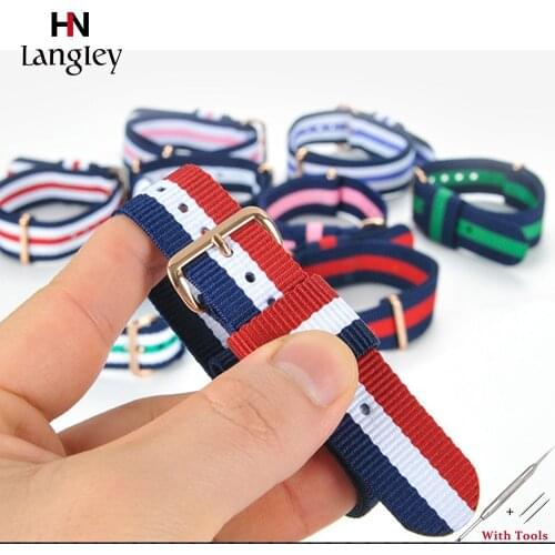 Vacuum plating Nylon Band Not Fade Wristwatch Straps For Women Men Watch Accessories Bands 9 Colors 13mm 14mm 17mm 18mm 19mm