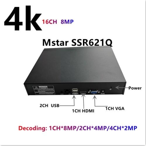 4K NVR 16CH 1SATA Max 10TB Smart Network Video Recorder For IP Camera H.265 ONVIF CMS P2P Cloud Uniview technology