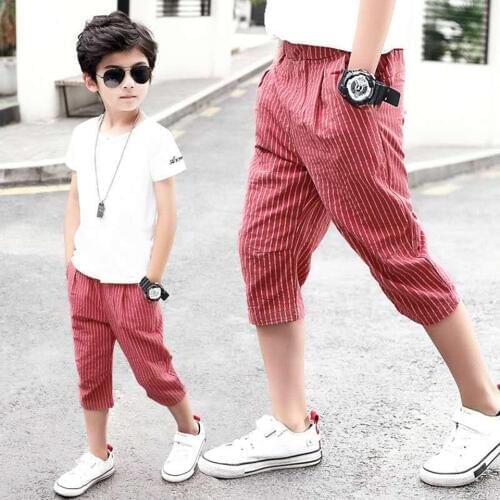 Two Colors Fashion Baby Boys Shorts For Hot Summer 4-13 Years Kids Baby Shorts Trousers Striped Children Short Pants Clothing