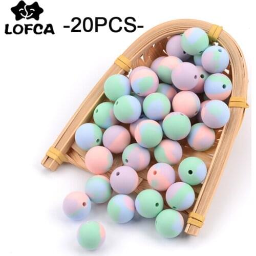Silicone Beads 20Pcs/lot Tie-dye 9/12/15/19mm Baby Teether Teething Beads Silicone BPA Free DIY Charms Newborn Nursing Accessory