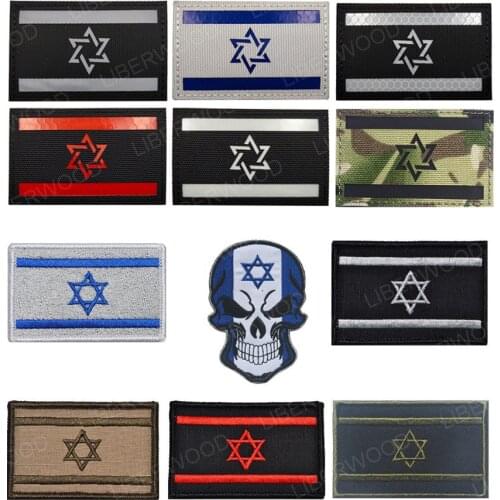 Israel Flag IR Multicam Reflective Patches Skull Army Military Tactical Combat Embroidered Badges DIY Patches for Clothing Hat