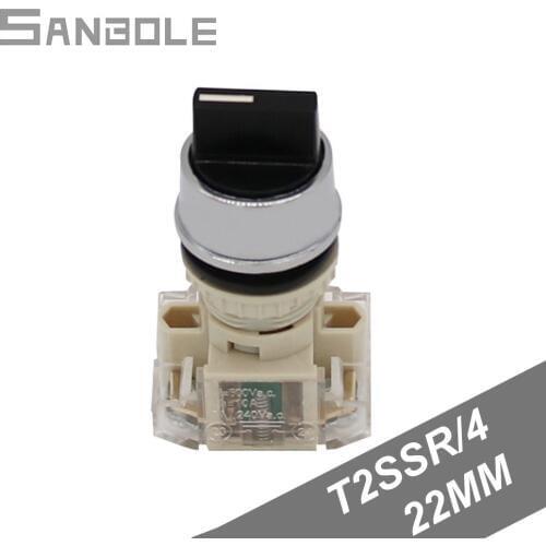 Three Block Knob Lock-type Selective Switch Handle T2SSR/4 Three-speed Knob Power Supply With Lock Opening 22mm Button Switches