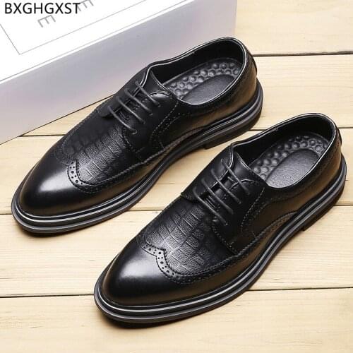 Elegant Shoes for Men Fashion Wedding Shoes for Men 2021 Black Man Brogue Men Dress Shoes Leather Oxfords Chaussure Homme Scarpe