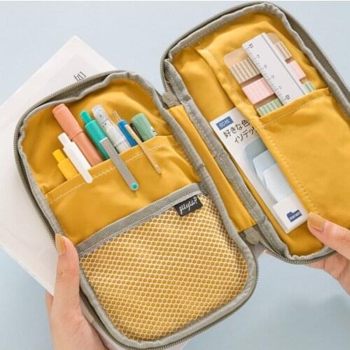 Large Capacity Portabel Pencil Bag Cute Pencilcase Canvas Pencil Case Pouch Kawaii School Stationery Gift