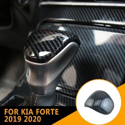 Pcmos ABS Carbon Fiber Inner Gear Lever Shift Knob Lid Cover Trim For Kia Forte 2019 2020 K3 Interior Auto Accessories Stickers